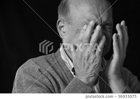 Worried senior black back Worried senior black back 36933075