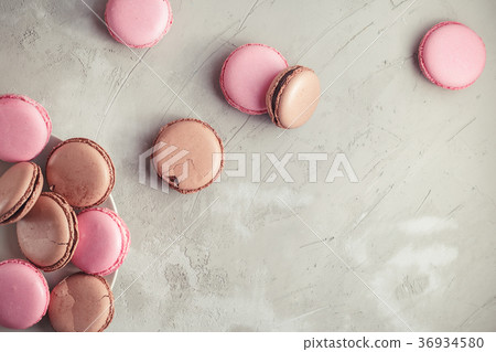 Raspberry and Chocolate pastel colored Macarons 36934580