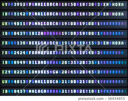 Airport departures board. 36934855