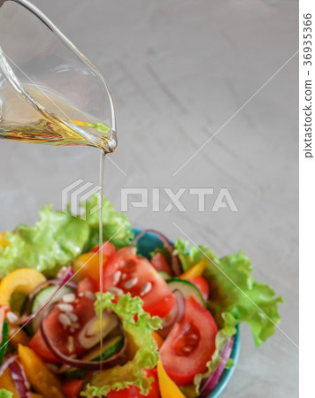 Fresh Summer Vegetable Salad in blue bowl 36935366