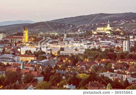 Nitra city, Slovakia, evening urban scene, filter 36935661