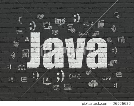 Software concept: Java on wall background - Stock Illustration ...