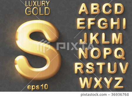 Golden glitter 3D uppercase english letters. Golden glitter 3D uppercase english letters. 36936768