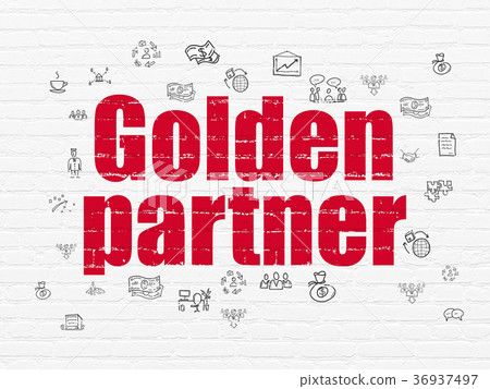 Business concept: Golden Partner on wall Business concept: Golden Partner on wall 36937497