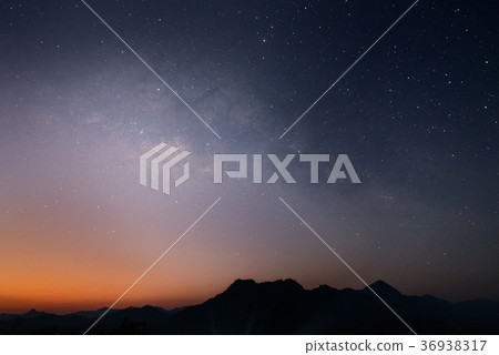 Night with Stars Trails inThailand 36938317