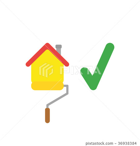 Vector roller paint brush painting house Vector roller paint brush painting house 36938384