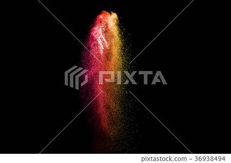 Freeze motion of multicolored particles on black  36938494