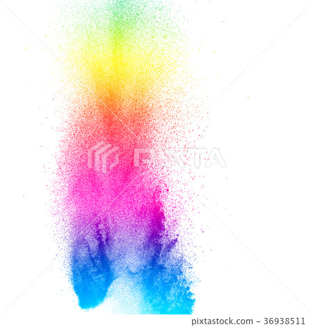 Multicolored particles explosion on white backgrou 36938511