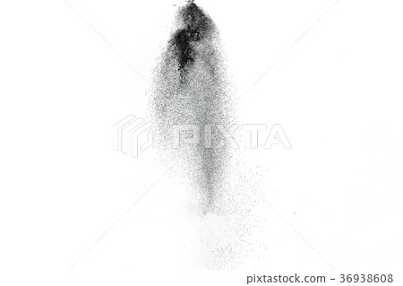 Black particles splatter on white background 36938608