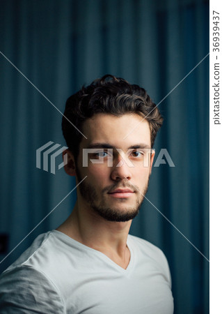 young bearded man in white shirt young bearded man in white shirt 36939437