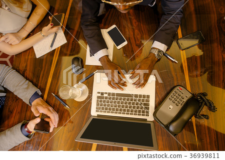 Business people meeting in office top view 36939811