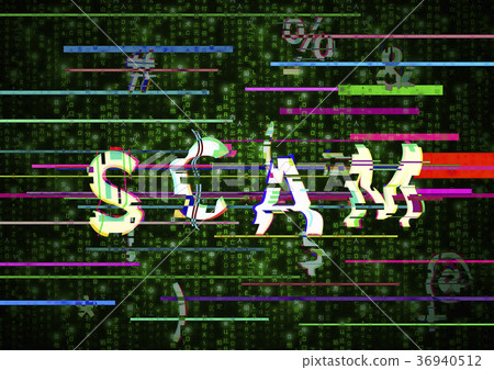 Glitch SCAM word on green matrix symbols Glitch SCAM word on green matrix symbols 36940512