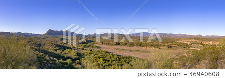 Arizona wilderness panoramic of an empty river 36940608