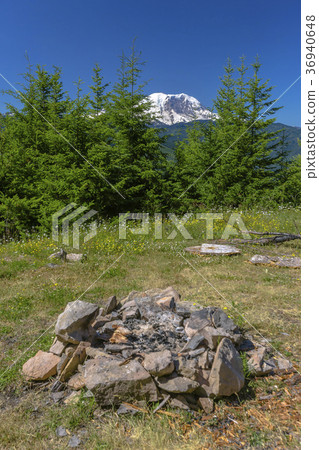 Camp fire pit in Washington 36940648