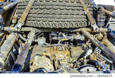 Car Engine in the back of an offroad vehicle 36940654
