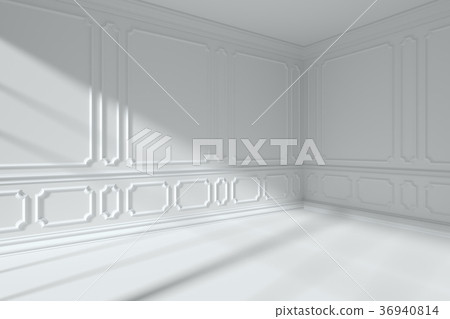 White room with classic style molding on walls