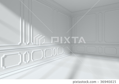 White room with classic style molding on walls