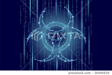 Computer web virus attack danger. Biohazard sign 36940839