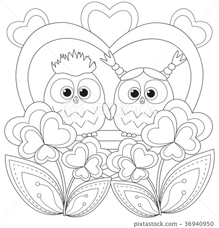 Valentine day black and white poster with an owl 36940950