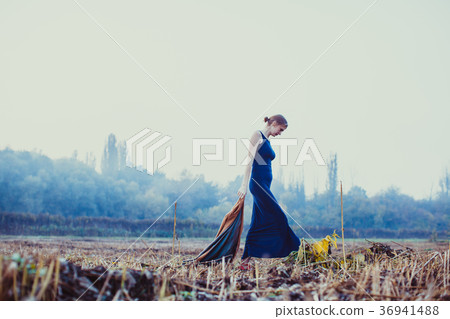 Lonely girl on a walk Lonely girl on a walk 36941488