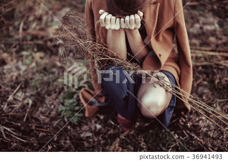 Lonely girl on a walk Lonely girl on a walk 36941493
