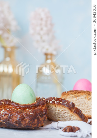 Traditional Greek Easter bread - tsoureki Traditional Greek Easter bread - tsoureki 36942016