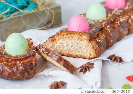 Traditional Greek Easter bread - tsoureki Traditional Greek Easter bread - tsoureki 36942017