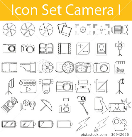Drawn Doodle Lined Icon Set Camera I 36942636