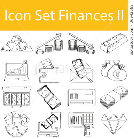Drawn Doodle Lined Icon Set Finances II - Stock Illustration [36942665 ...