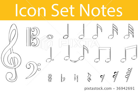 Drawn Doodle Lined Icon Set Notes I 36942691
