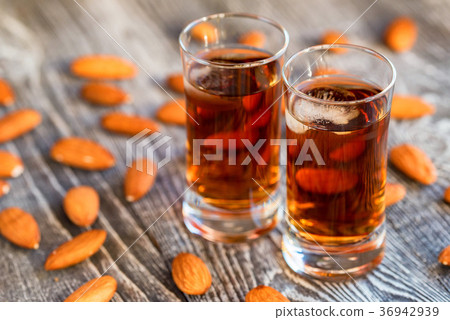 Italian amaretto liqueur with dry almonds 36942939