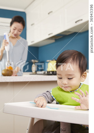 Mother, Son, Infant, Kitchen, Korean 36943396