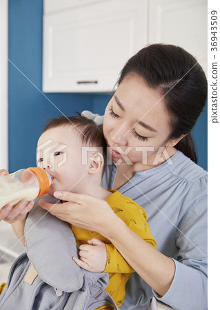Mother, Son, Infant, Kitchen, Korean Mother, Son, Infant, Kitchen, Korean 36943509