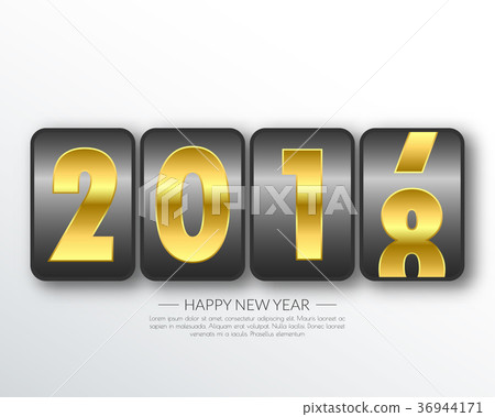 Happy new 2018 year. Greetings card. Happy new 2018 year. Greetings card. 36944171