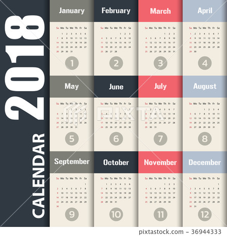 2018 Modern calendar template .Vector/illustration 36944333