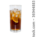 isolated glass of tea with ice and lemon. 36944883