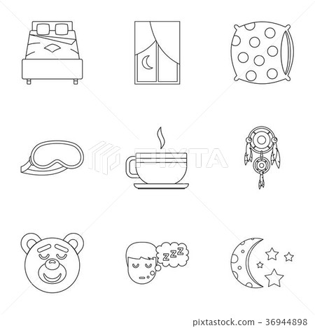 Sleep symbols icon set, outline style 36944898