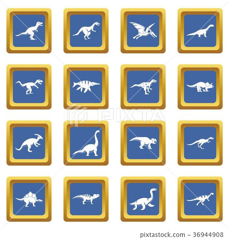 Dinosaur icons set blue Dinosaur icons set blue 36944908