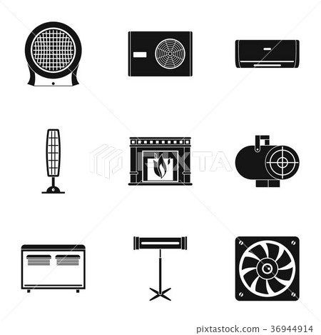 House heater icon set, simple style House heater icon set, simple style 36944914