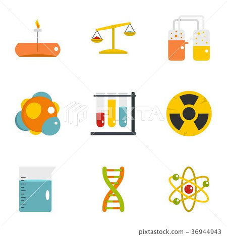 Chemical laboratory icon set, flat style 36944943