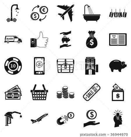 Treasury icons set, simple style 36944970