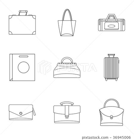 Bag types icon set, outline style 36945006