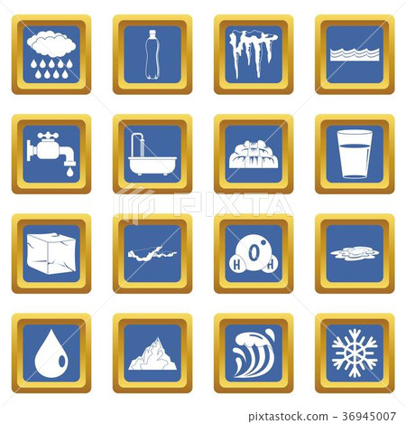 Water icons set blue 36945007