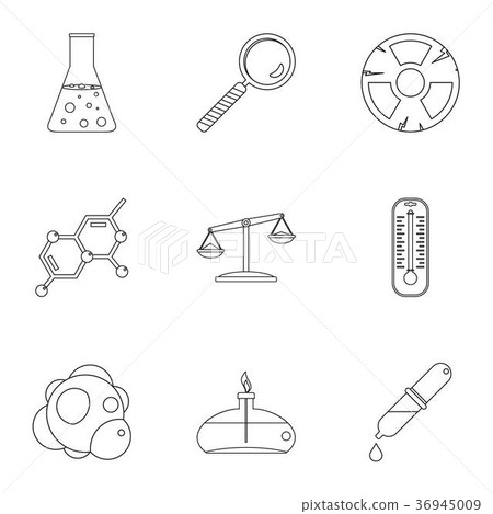Chemistry icon set, outline style Chemistry icon set, outline style 36945009