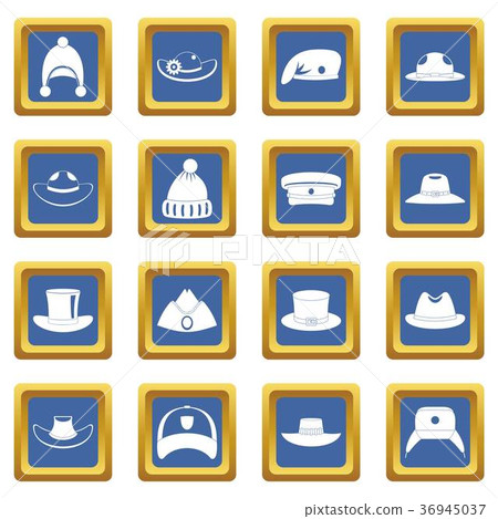 Headdress hat icons set blue Headdress hat icons set blue 36945037