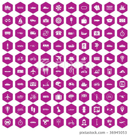 100 public transport icons hexagon violet 100 public transport icons hexagon violet 36945053