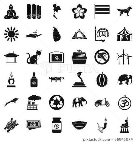 Circus elephant icons set, simple style Circus elephant icons set, simple style 36945074