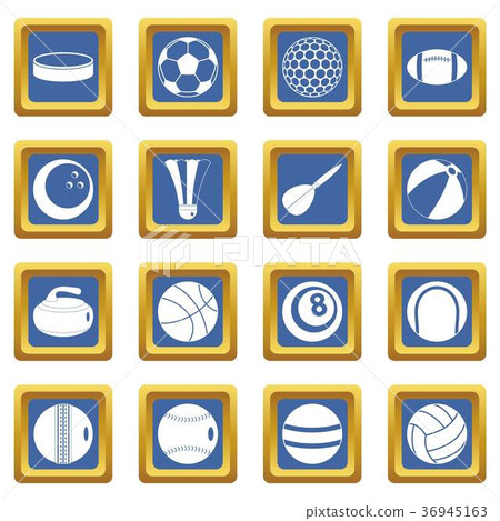 Sport balls icons set blue Sport balls icons set blue 36945163