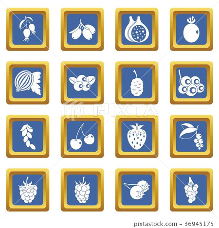Berries icons set blue 36945175