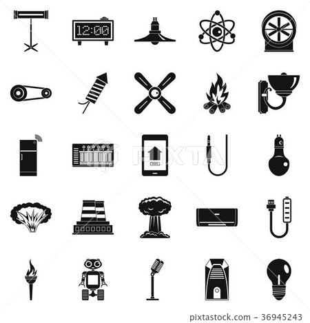 Nuclear power icons set, simple style Nuclear power icons set, simple style 36945243